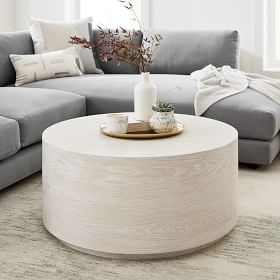 Round drum deals coffee table wood