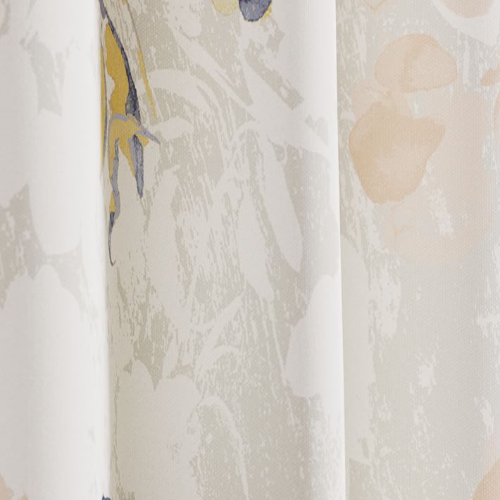 Cotton Canvas Delicate Floral Curtains (Set of 2) West Elm