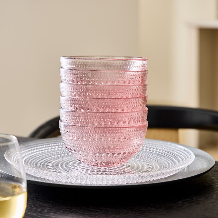 Pink glass dinnerware sale