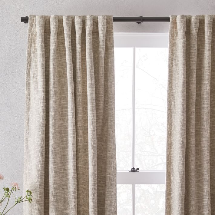 Cotton Textured Weave Curtain & Blackout Lining - Ivory | West Elm