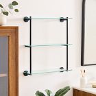 Modern Overhang Triple Glass Bathroom Shelf