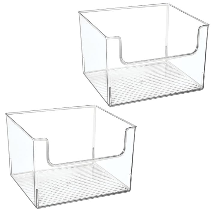 mDesign Clear Front Dip Plastic Bins (Set of 2)