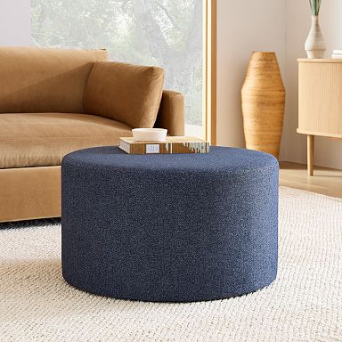 Large Boucle Round Ottoman