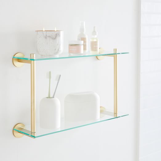 Modern Overhang Double Glass Bathroom Shelf West Elm