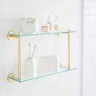 Open Box: Modern Overhang Double Glass Bathroom Shelf