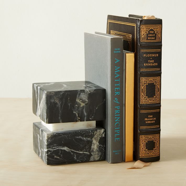 Black Stone Bookend Object