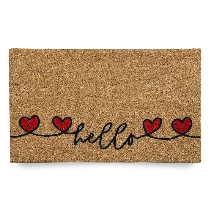 Nickel Designs Hand-Painted Doormat - Hello Hearts