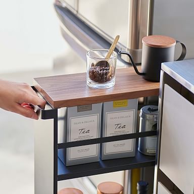 Yamazaki Wood & Steel Narrow Storage Cabinet, White & Black on Food52