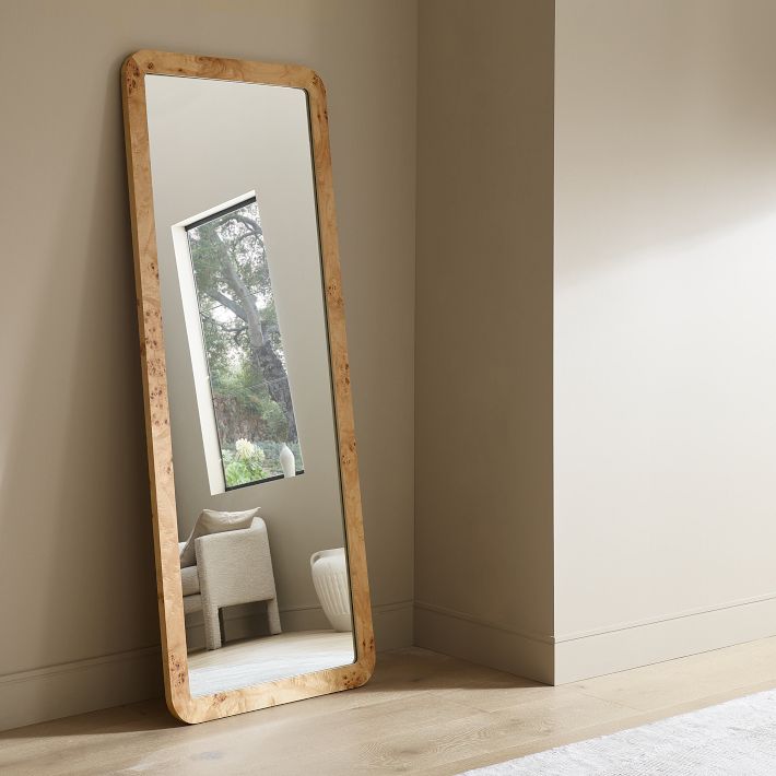 Burled Wood Floor Mirror