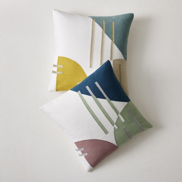 Crewel Balancing Shapes Pillow Covers