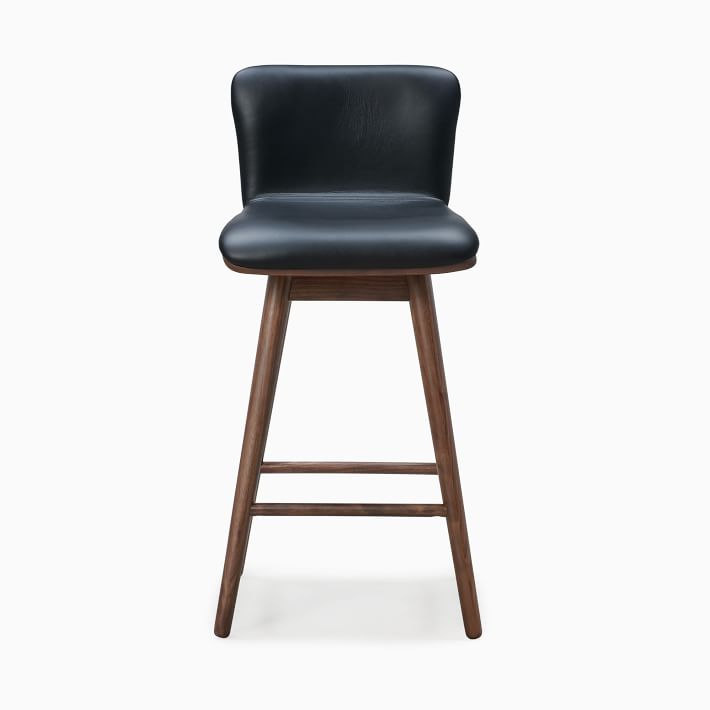 Black leather deals swivel counter stools