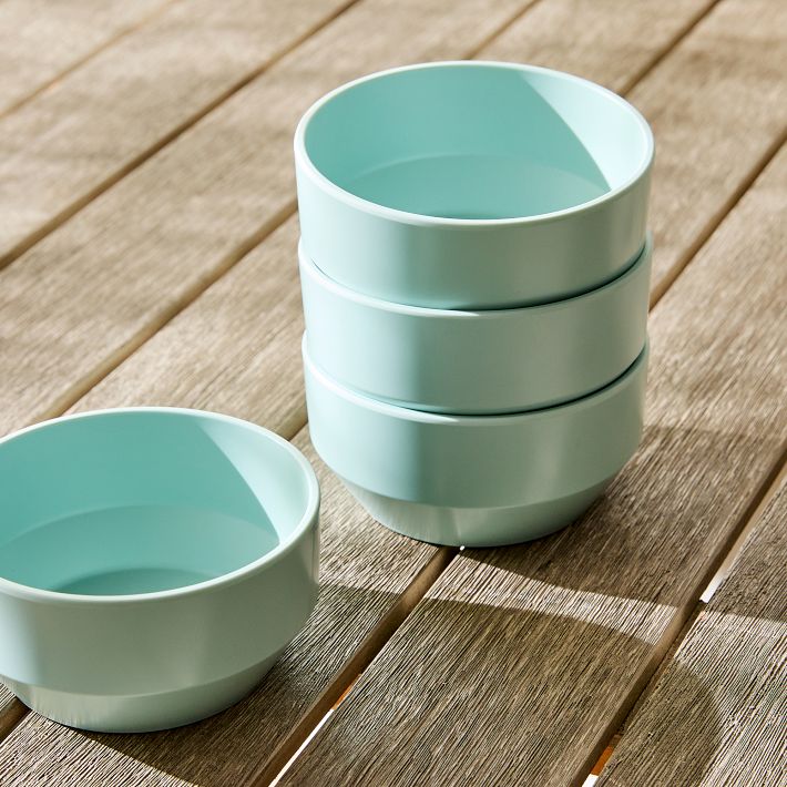 Turquoise | Modern Melamine Outdoor Cereal Bowl Sets (Set of 8)