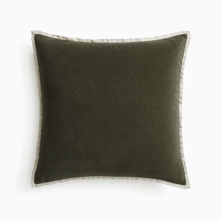 Classic Cotton Velvet Pillow Cover (Dark Olive)