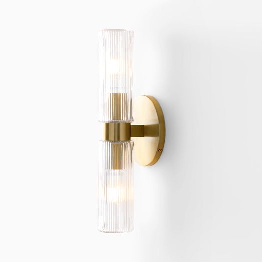 Fluted Double Asymmetrical Indoor Outdoor Sconce 3