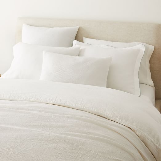 European Flax Linen Mini Waffle Duvet Cover & Shams | West Elm