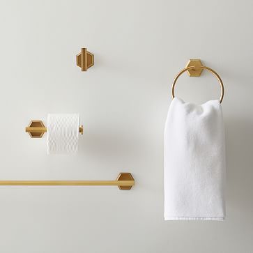 Hex Brushed Brass Towel Bar 18 + Reviews