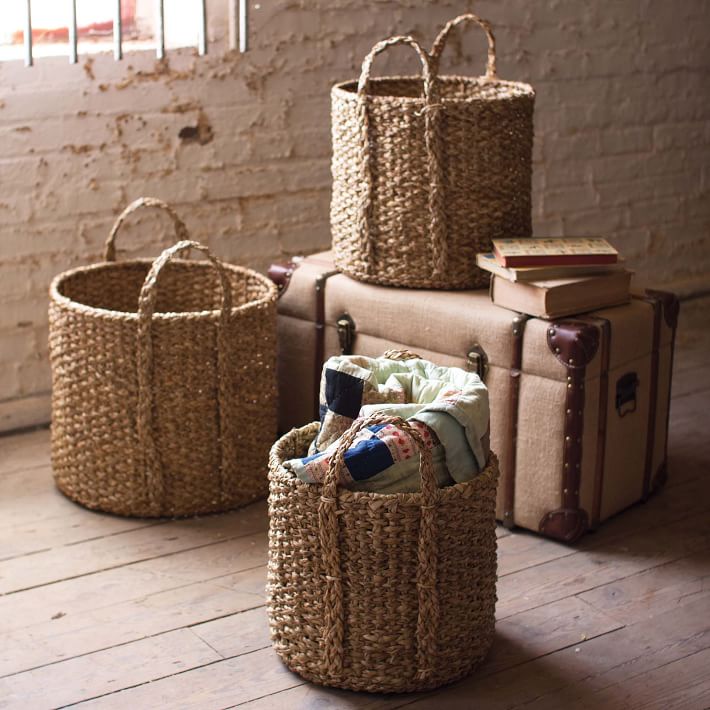 Braided Seagrass Baskets - Set of 3