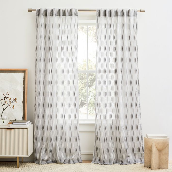 Sheer Shaded Dot Jacquard Curtain | West Elm