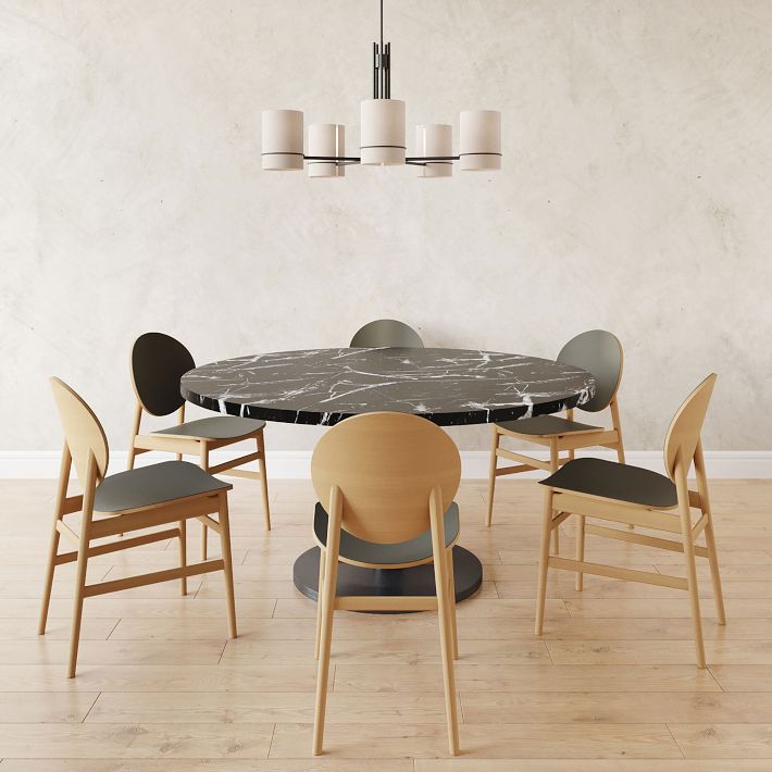 Faux round marble discount top dining table set