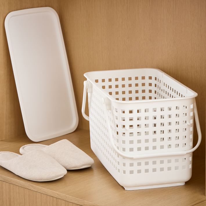 Medium Stackable Plastic Baskets w/ Lid