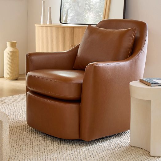 Dallas Leather Swivel Chair West Elm