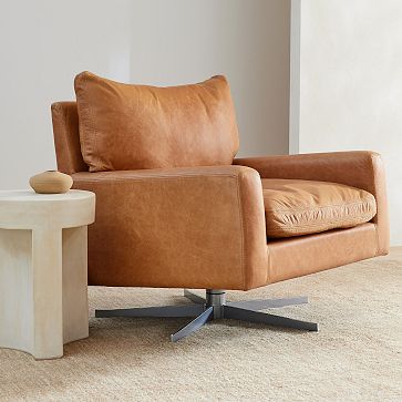 Lucas leather discount swivel base chair