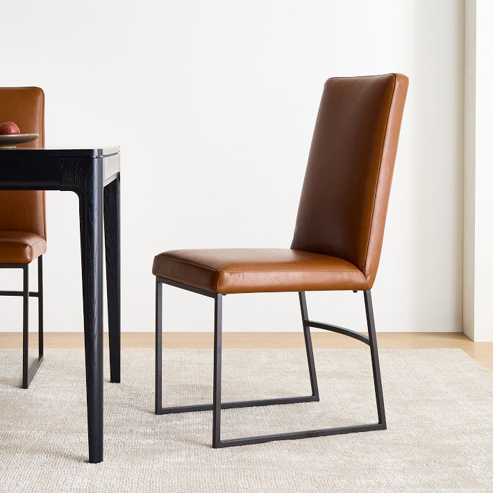 Range Leather High-Back Dining Chair | West Elm