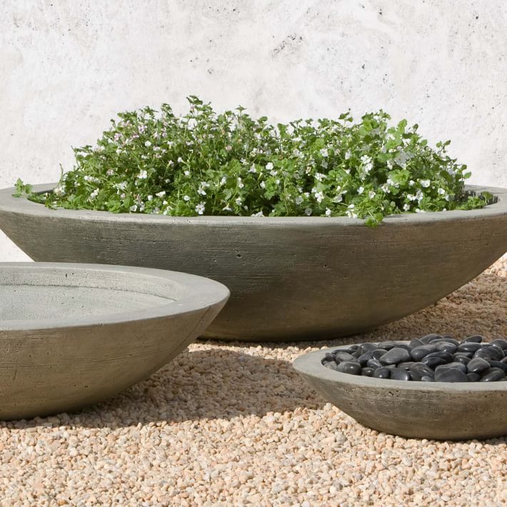 Zen Cast Stone Indoor/Outdoor Bowl Planter