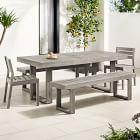 Portside Wood Outdoor Dining Table (76.5&quot;), Benches &amp; Dining Chairs Set