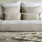 Two-Tone Chunky Linen Tassels Pillow Cover