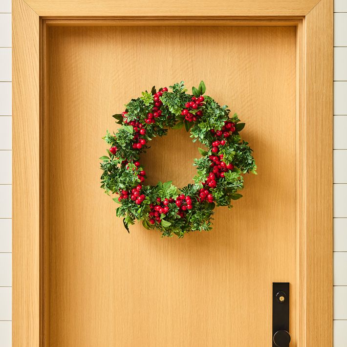 Faux Berry Boxwood Wreath