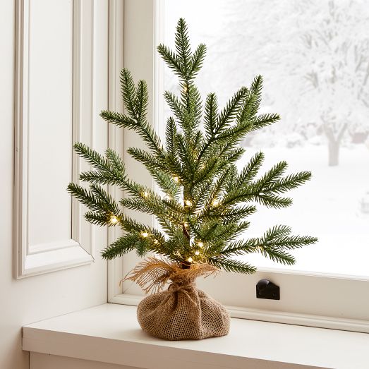 Burlap Wrapped Light-Up Tabletop Tree | West Elm