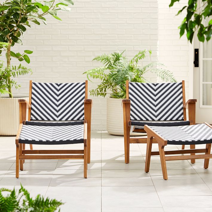 Outdoor chaise lounge online with ottoman