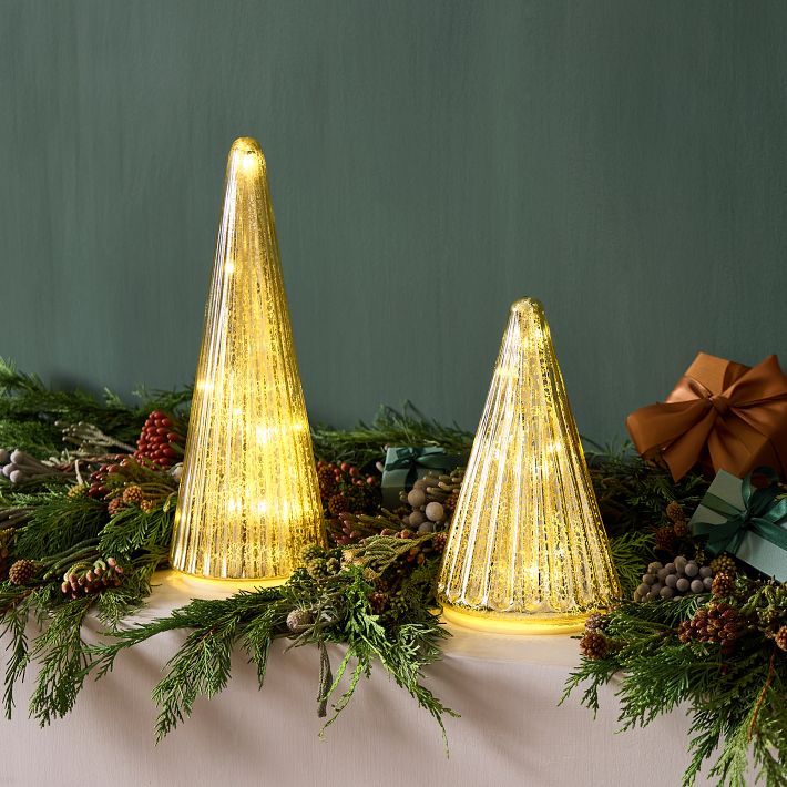 Light-Up Gold Mercury Trees