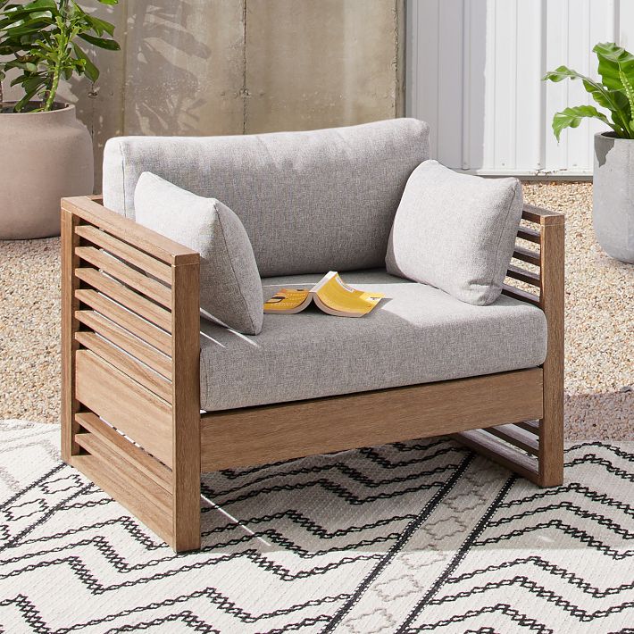 Santa Fe Slatted Outdoor Lounge Chair West Elm