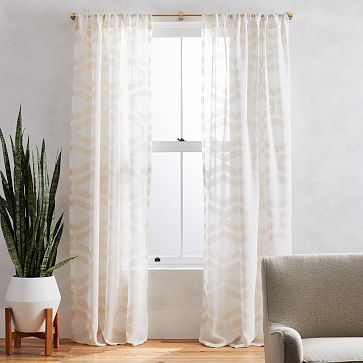 Semi-Sheer Clipped Jacquard Curtain | West Elm