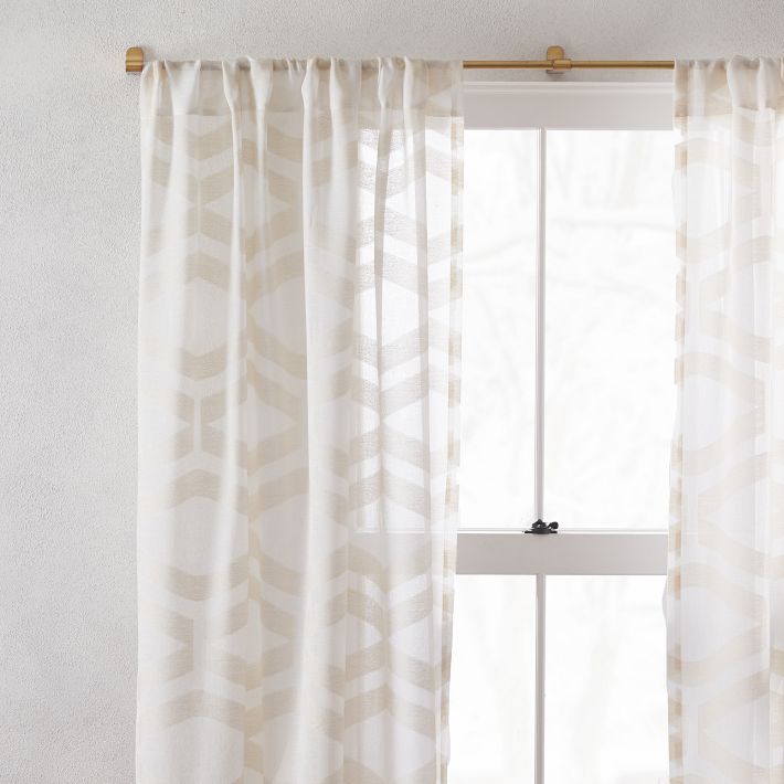 Semi-Sheer Clipped Jacquard Curtain | West Elm