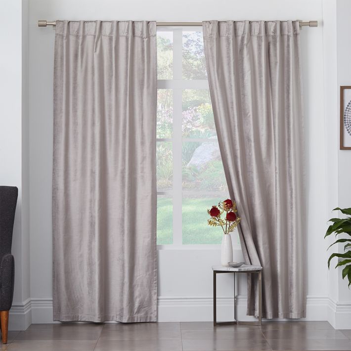 Luster Velvet Curtain - Frost Gray
