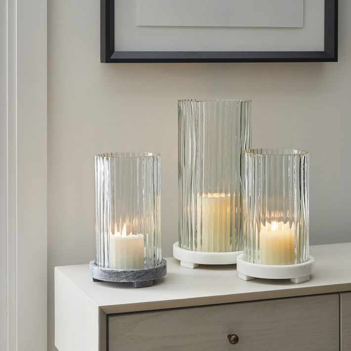 Marble &amp; Fluted Glass Lanterns