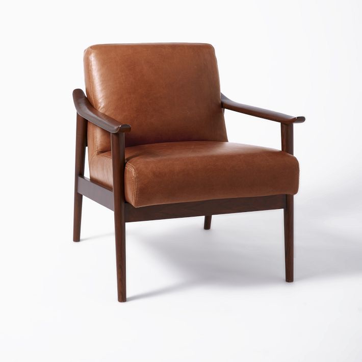 Mid Century Leather Show Wood Chair West Elm