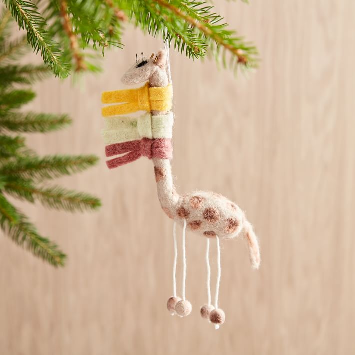 Whimsical Felt Ornament - Giraffe in Scarf