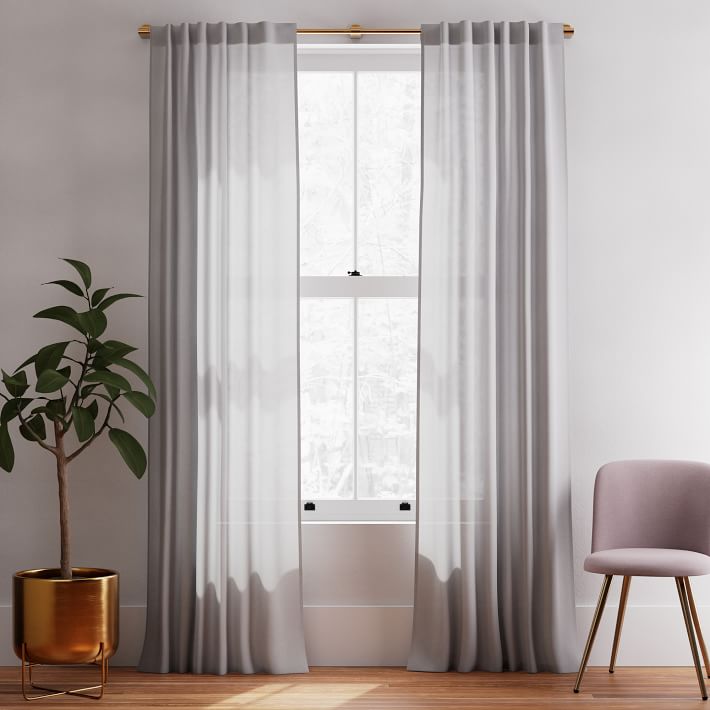 Sheer European Flax Linen Curtain - Stone Gray