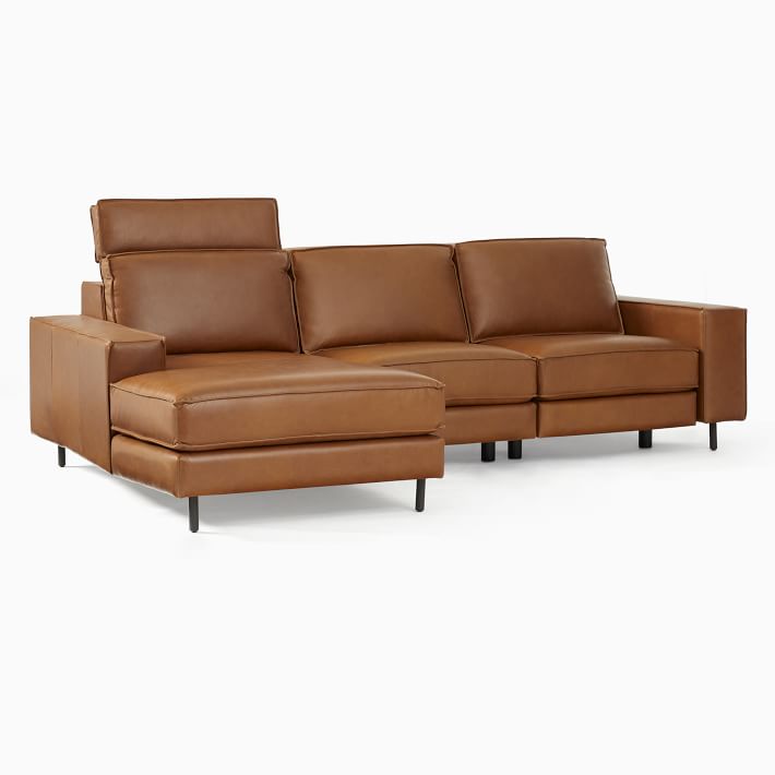 Axel Motion Reclining Leather 3-Piece Reclining Chaise Sectional (108