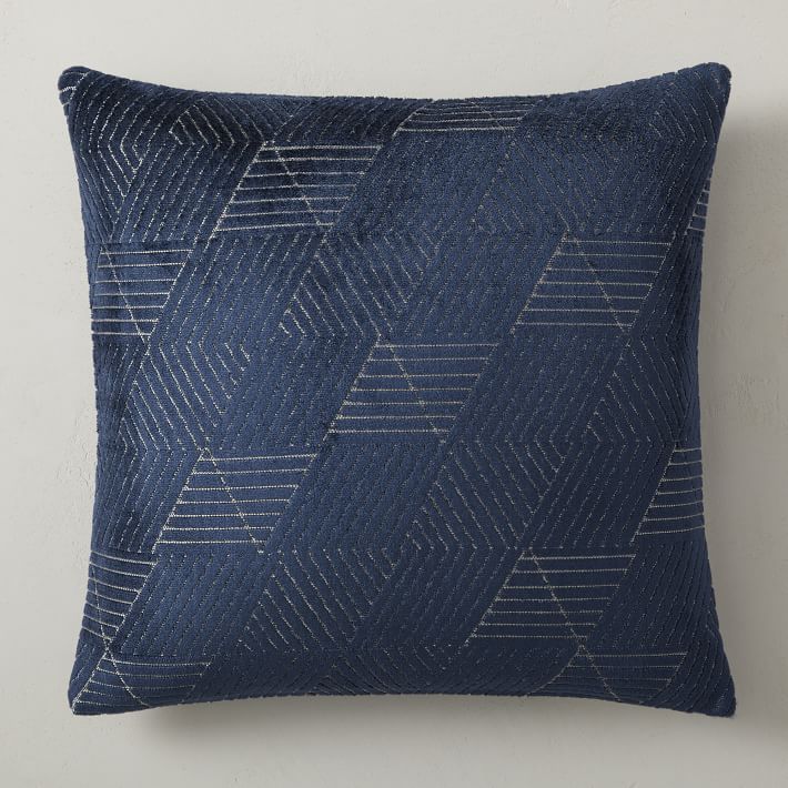 Geo Facet Jacquard Velvet Pillow Cover + Down Insert