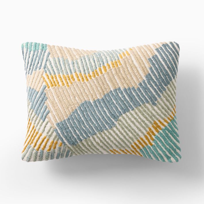 Embroidered Wavy Lines Pillow Cover
