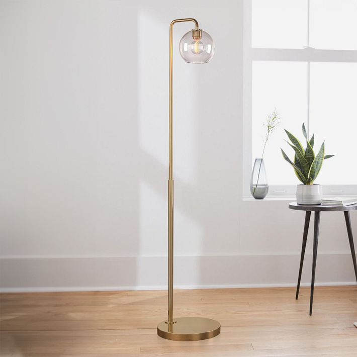 Vintage Brass Floor Lamp With Milk Glass Shade -  Canada