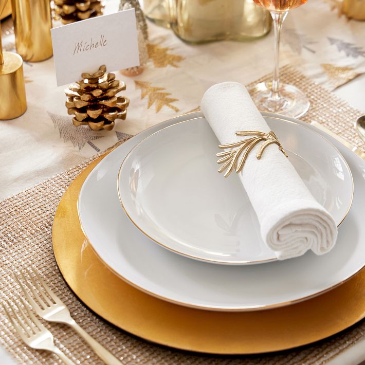 Organic Porcelain Gold Rimmed Dinner Plate Sets West Elm