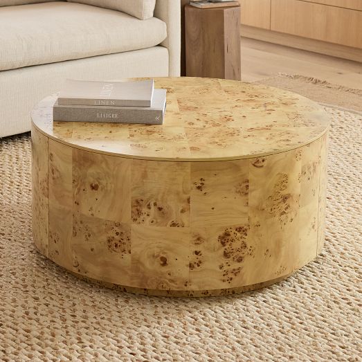 Volume Round Drum Coffee Table (36") Burl West Elm