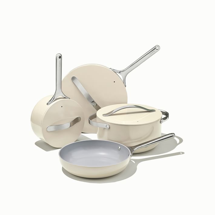 Caraway Ceramic Non-Stick Cookware &amp; Storage Set - Cream