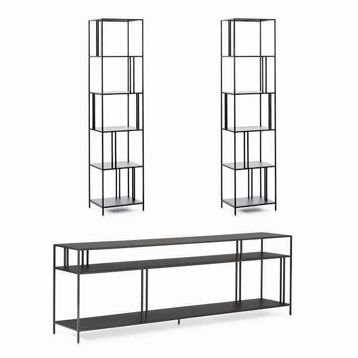 Profile 72&quot; Media Console &amp; 2 Bookcases Set